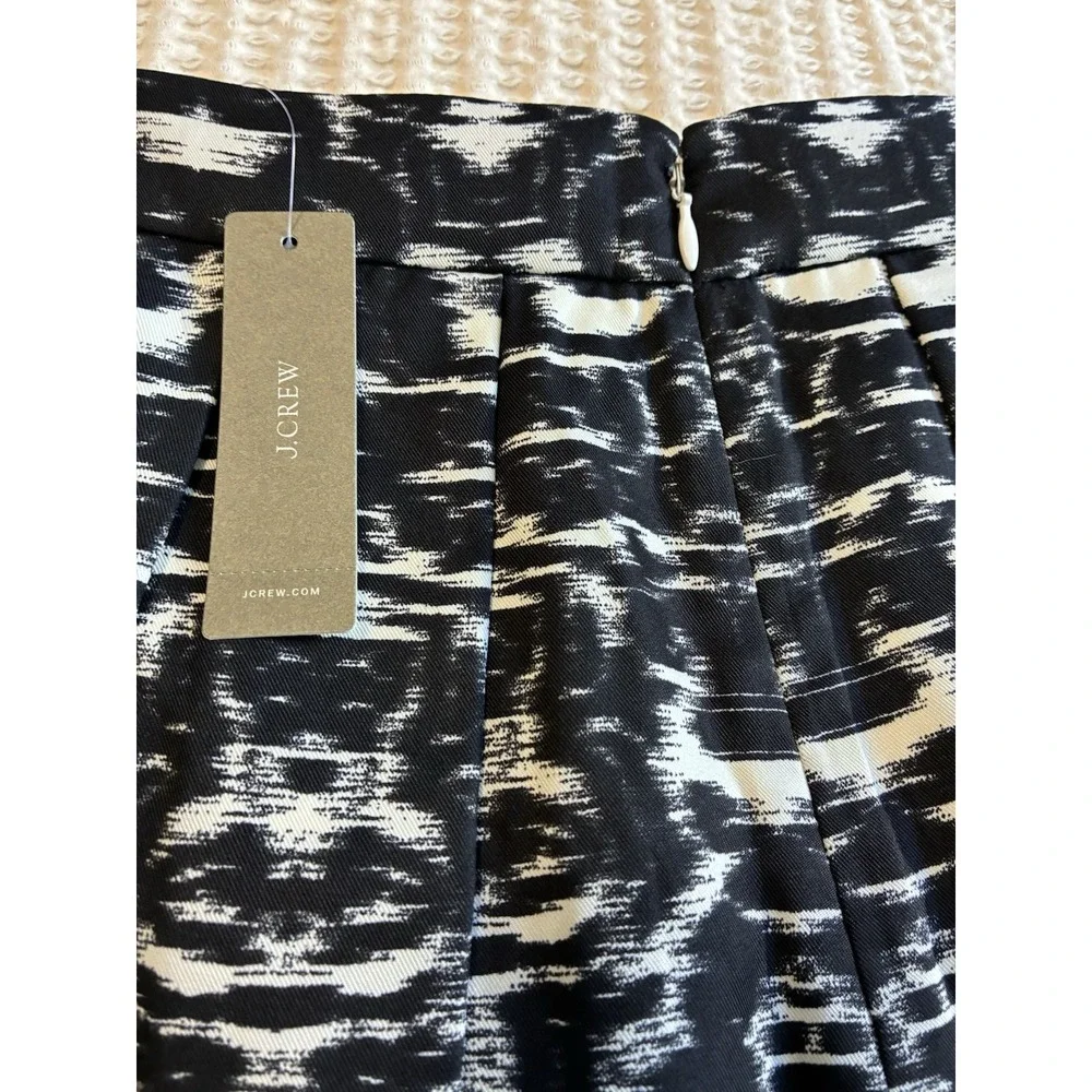 J. Crew NWT blurred‎ ikat pleated printed skirt B4435 Black/white size 10